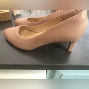Clarks sand leather heels. Brand new never worn. No box or tags.